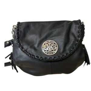 Brighton Black Leather Crossbody Bag